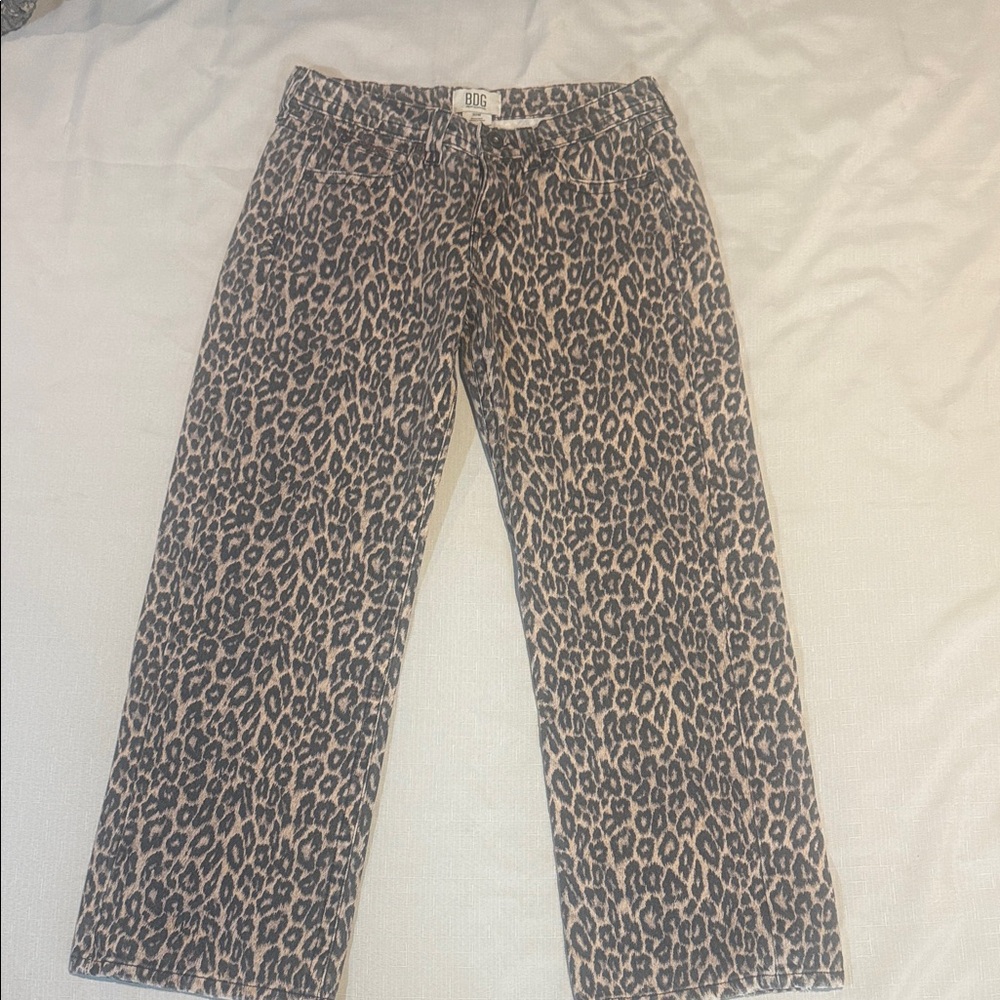 BDG Leopard Print Flare Jeans - Black and Tan